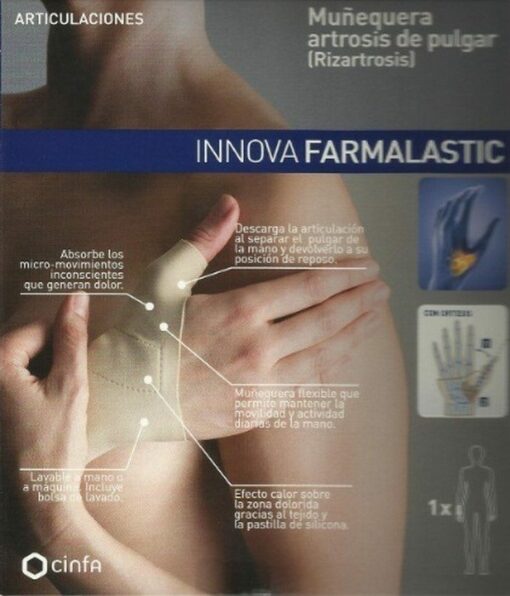 Comprar Muñequera Rizartrosis Artrosis de Pulgar Farmalastic Innova - Mano Derecha Talla Pequeña (13-15 cm)