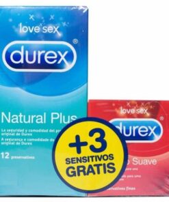 Pack Durex Natural Plus 12 Unidades + Sensitive 3 Unidades