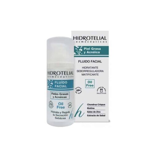 Comprar Hidrotelial Fluido Facial Grasa Oil Free 50 ml gel fluido para uso después de la limpieza facial. Reduce la producción de grasa de la piel.