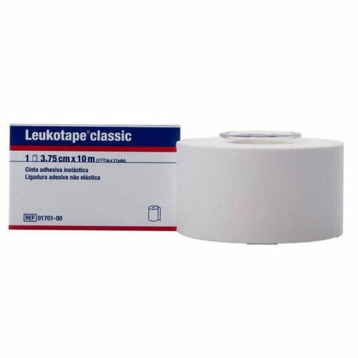 Comprar Venda Leukotape 10m X 3.8cm - Es una cinta adhesiva inelástica indicada para los vendajes funcionales. Es resistente al agua y de alta adhesividad.