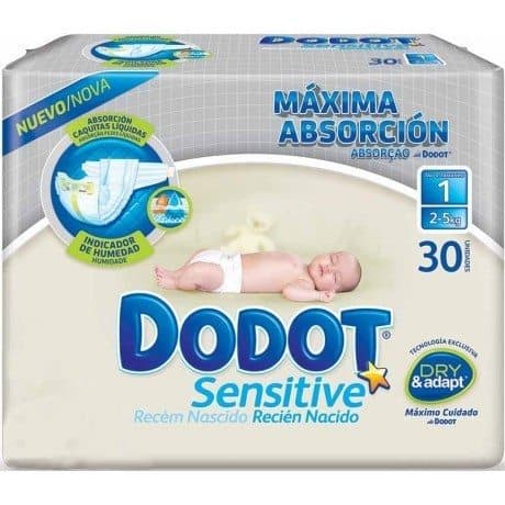 Dodot Sensitive Recién Nacido Talla 1  2-5 Kg 30 Unidades