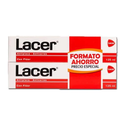 Comprar Pack Ahorro Duplo Lacer 125 + 125 ml elimina la placa bacteriana causante de la caries.