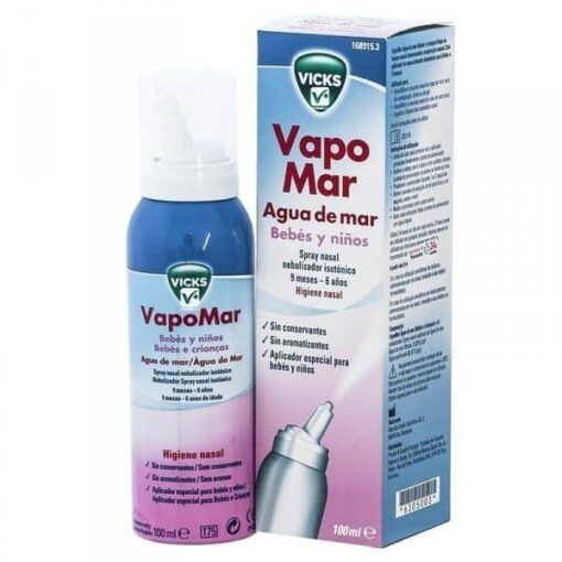 Comprar Vicks Vapomar Agua de Mar Spray Nasal Isotónico para Bebés y Niños 100 ml  - Congestión Nasal